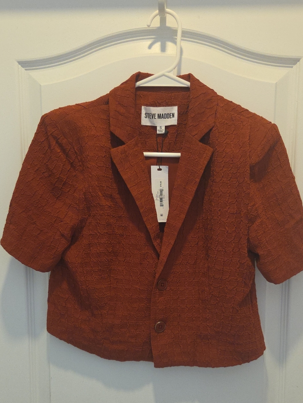 Steve Madden Rust Short Textured Cropped Blazer